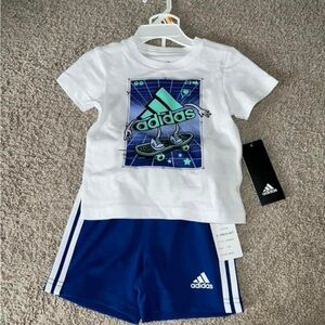 Adidas Kids' White Tee and Blue Shorts Set